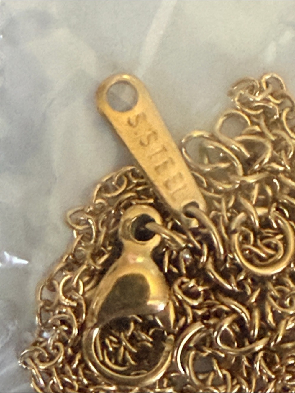Gold-Tone Stainless Steel Heart Lobster Clasp Necklace